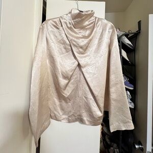 Zara beige draped satin effect top